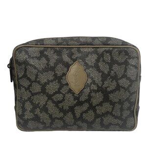 YvesSaintLaurent - Black White Gray Beige PVC Leather Clutch Bag